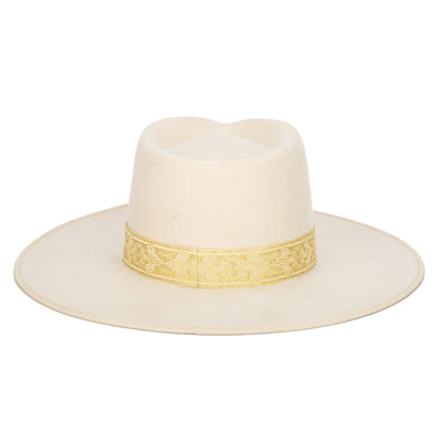 FEDORA - Love At First Sight- Women's Wool Felt Fedora Gold Jacquard Band