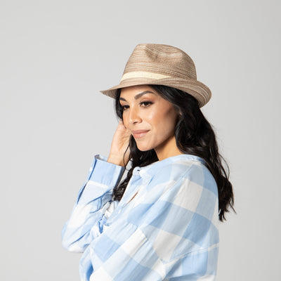 FEDORA - Womens Mixed Braid Fedora (MFX2006)