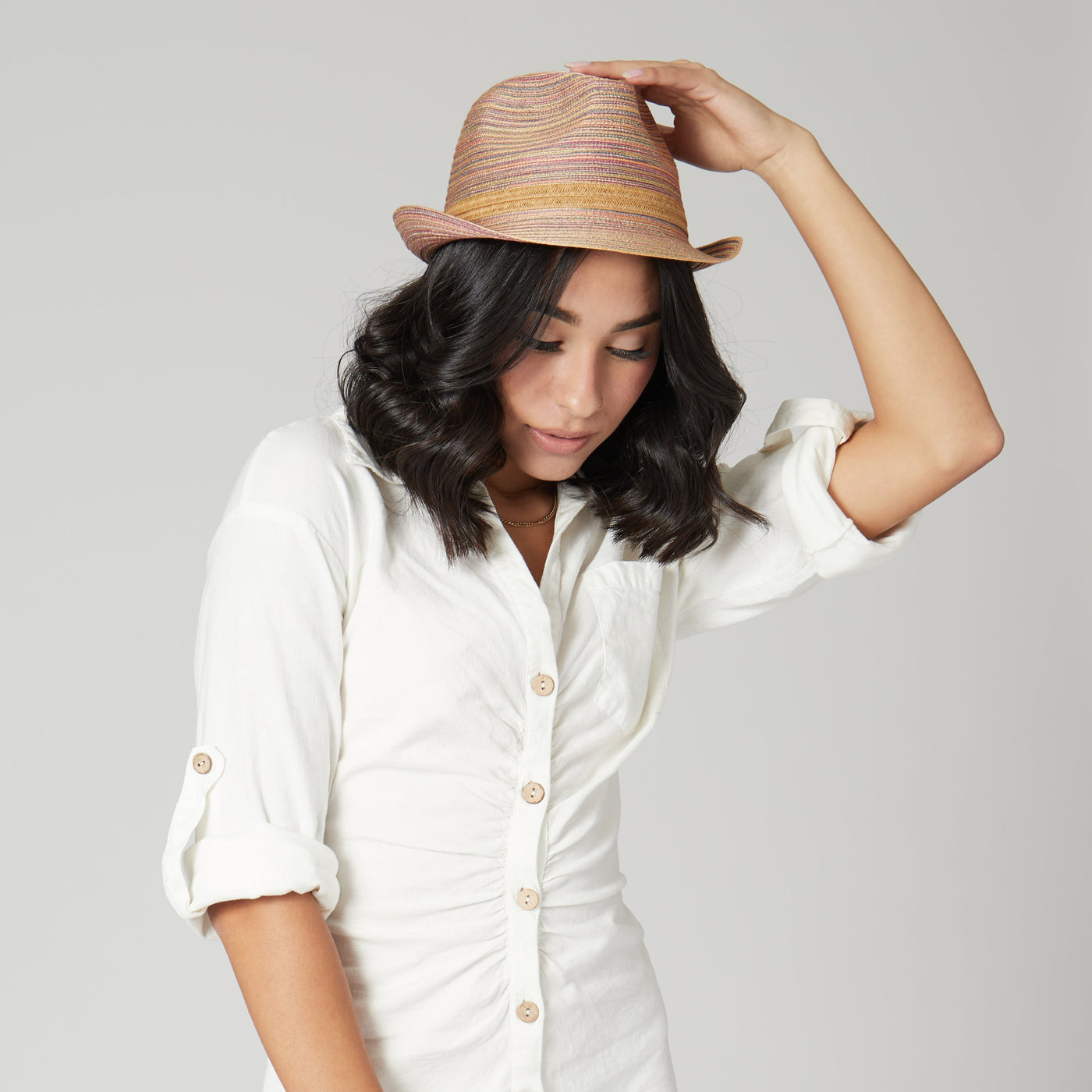 FEDORA - Womens Mixed Braid Fedora (MFX2006)