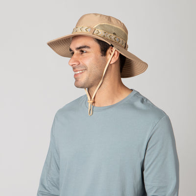 OUTDOOR - Men's Floatable Wide Brim Sun Hat With Jacquard Trim