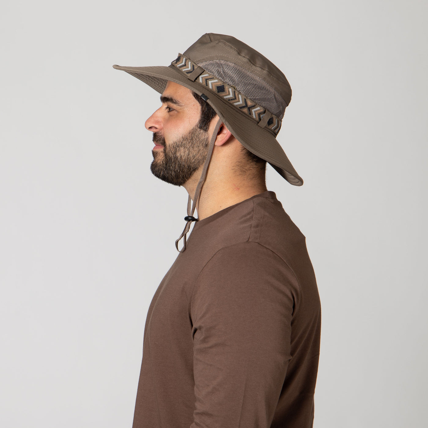 OUTDOOR - Men's Floatable Wide Brim Sun Hat With Jacquard Trim