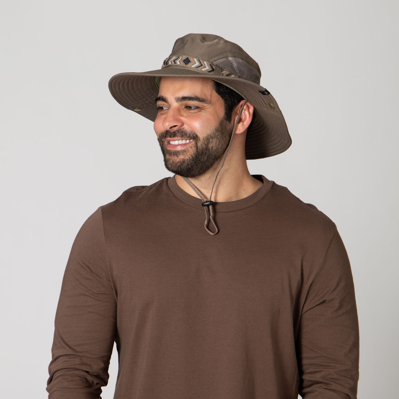 OUTDOOR - Men's Floatable Wide Brim Sun Hat With Jacquard Trim