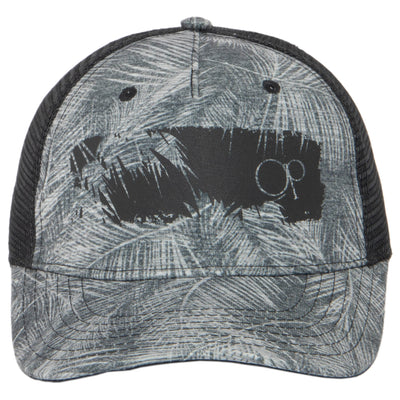 Ocean Pacific - 5 Panel Trucker Hat with Black and Grey Palm Tree Print-Trucker-San Diego Hat Company