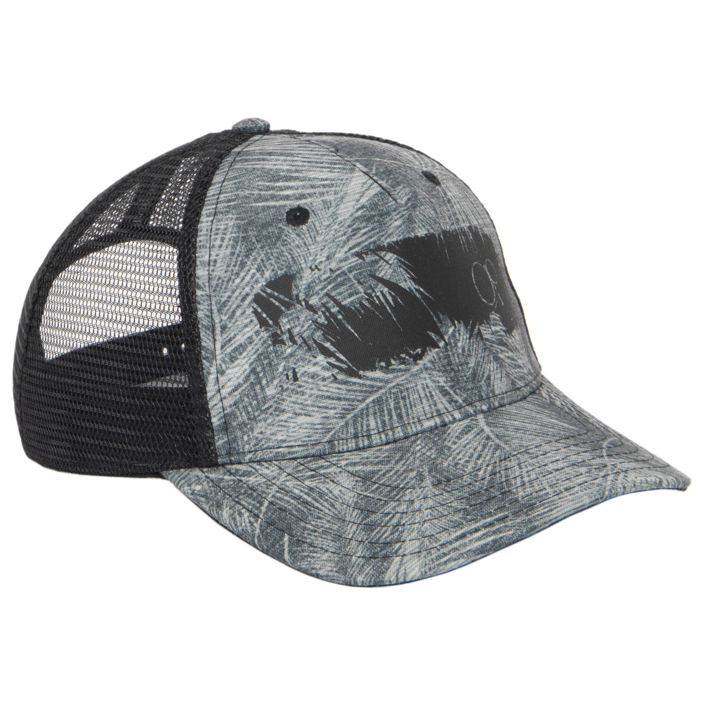 Ocean Pacific - 5 Panel Trucker Hat with Black and Grey Palm Tree Print-Trucker-San Diego Hat Company