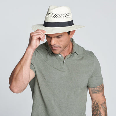 FEDORA - Men's Woven Paper Fedora With Vented Crown And Stretch Band