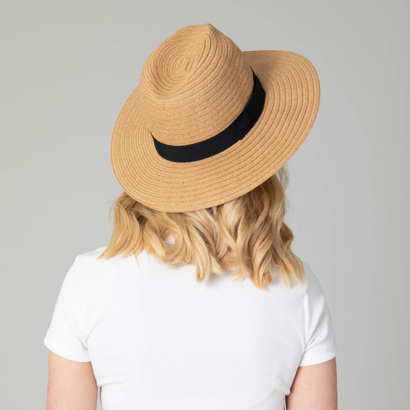 Women's Paper Braided Fedora With A Bow Band-FEDORA-San Diego Hat Company