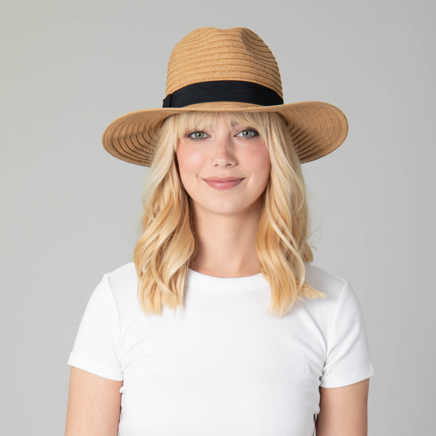 Women's Paper Braided Fedora With A Bow Band-FEDORA-San Diego Hat Company