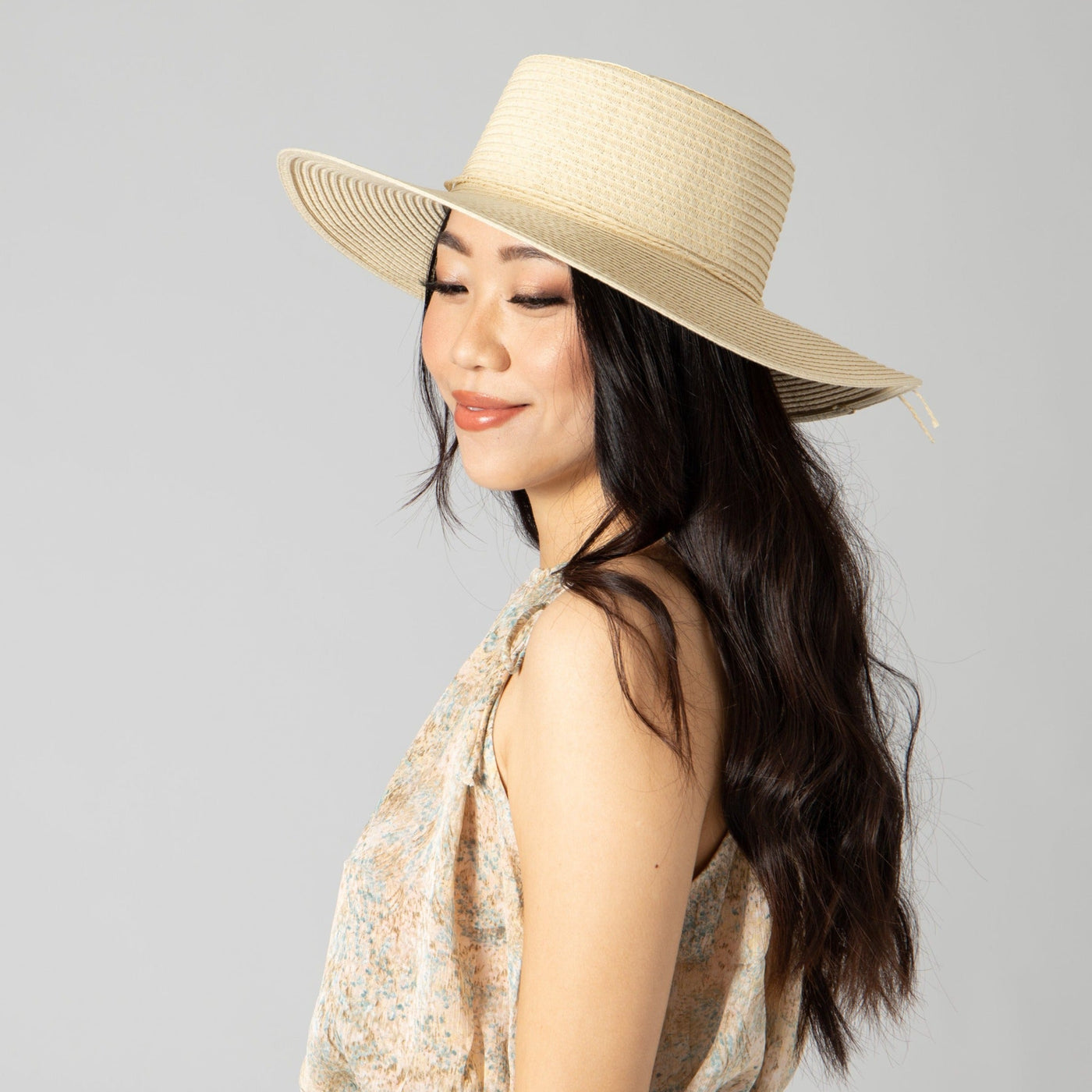 SUN BRIM - Women's Large Brim Oval Crown Boater