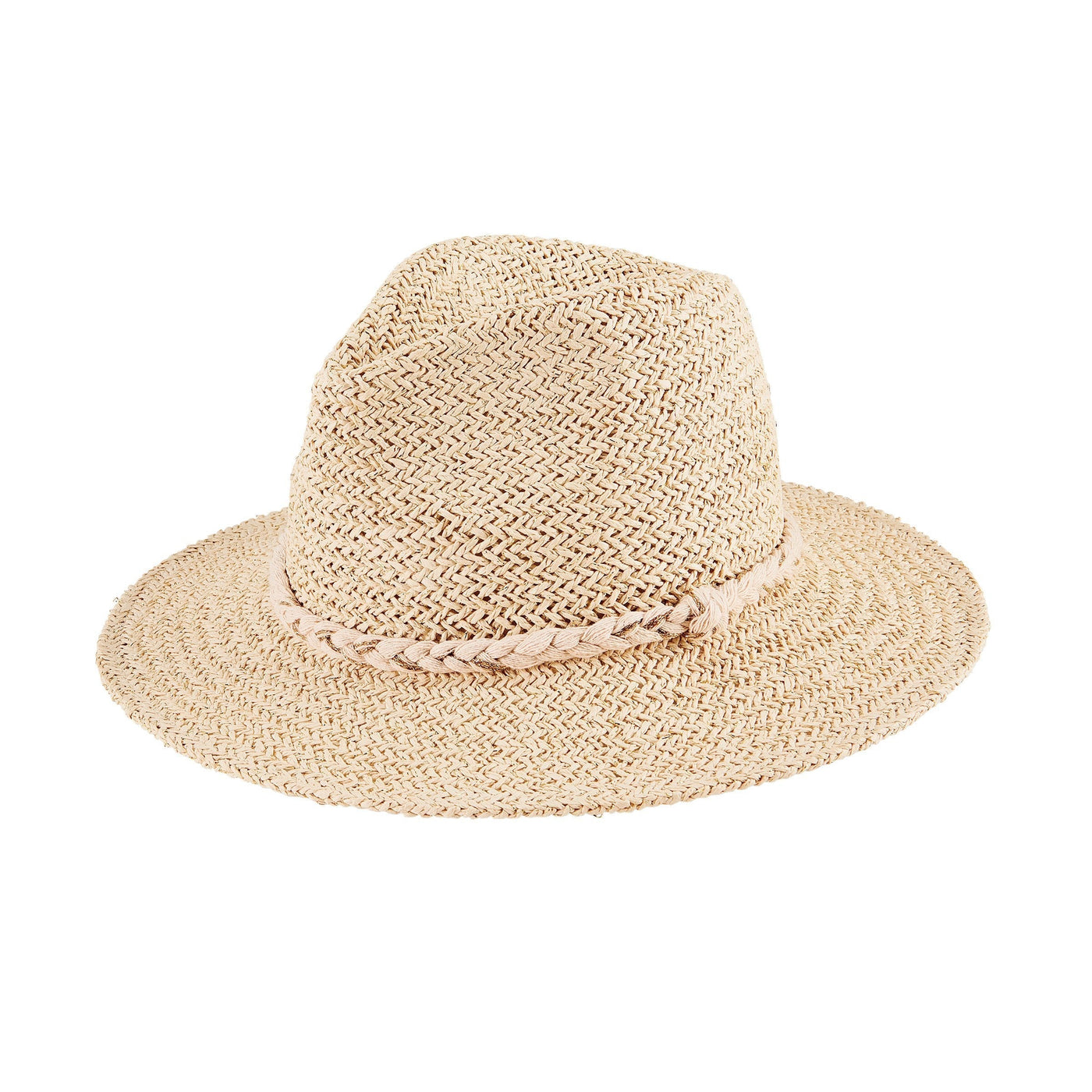 FEDORA - Women's Woven Shimmer Fedora W/ Braided Band (PBF7352)