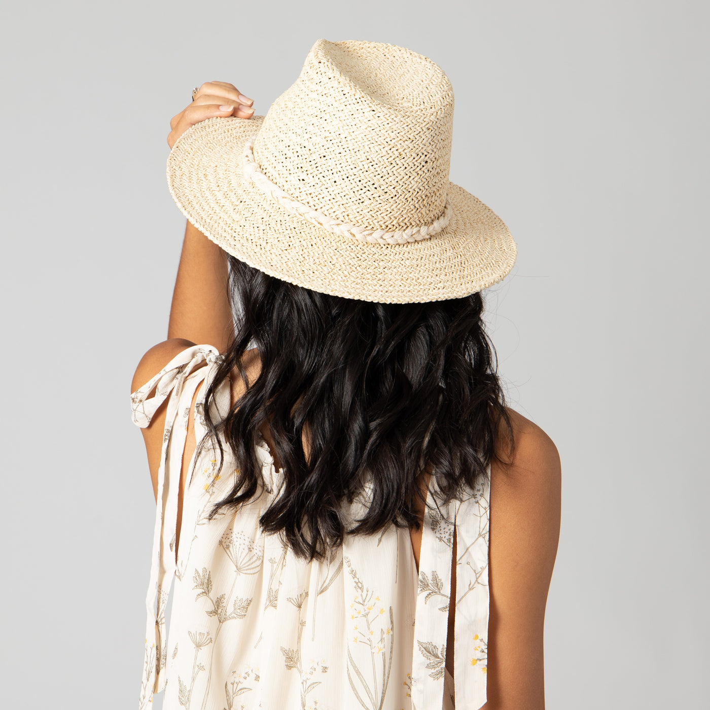 FEDORA - Women's Woven Shimmer Fedora W/ Braided Band (PBF7352)