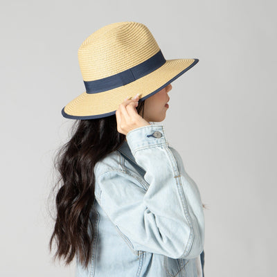 FEDORA - Women's Paperbraid Fedora With Pop Color Grosgrain