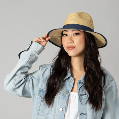 FEDORA - Women's Paperbraid Fedora With Pop Color Grosgrain