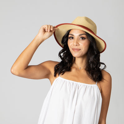 FEDORA - Women's Paperbraid Fedora With Pop Color Grosgrain