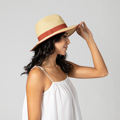 FEDORA - Women's Paperbraid Fedora With Pop Color Grosgrain