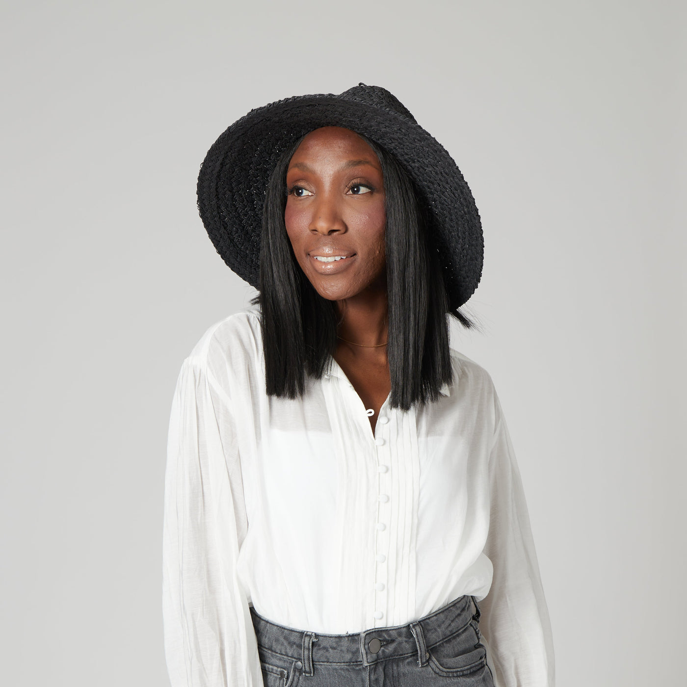 FEDORA - Women's Woven Paper Wide Brim Fedora With Grosgrain