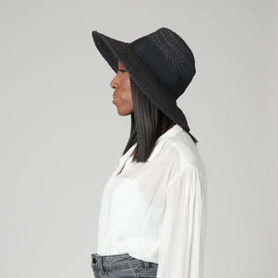 FEDORA - Women's Woven Paper Wide Brim Fedora With Grosgrain