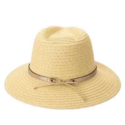 FEDORA - Women's Paperbraid Fedora With Debossed Metallic Snake Band