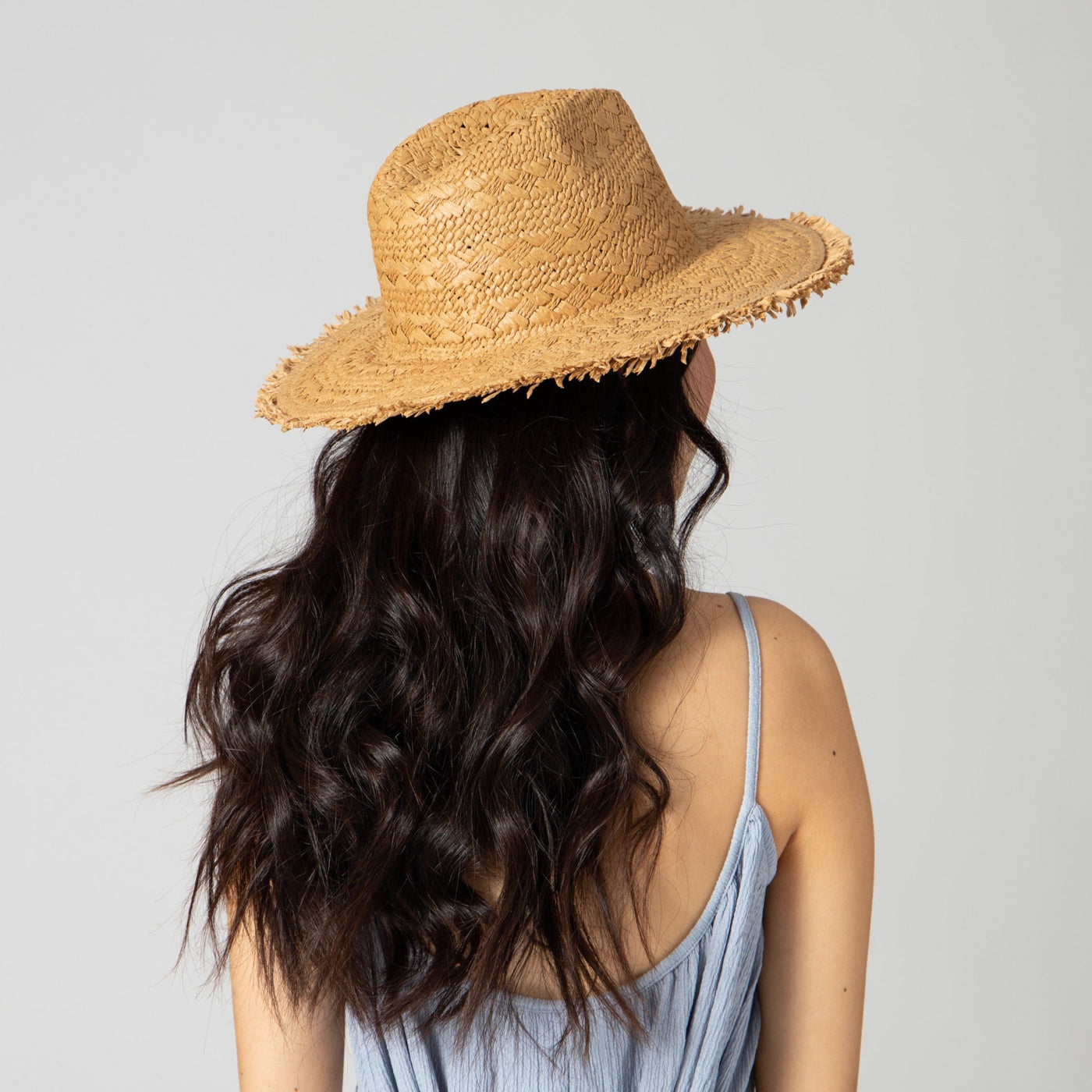 FEDORA - Women's Woven Pattern Fedora With Fray Edge