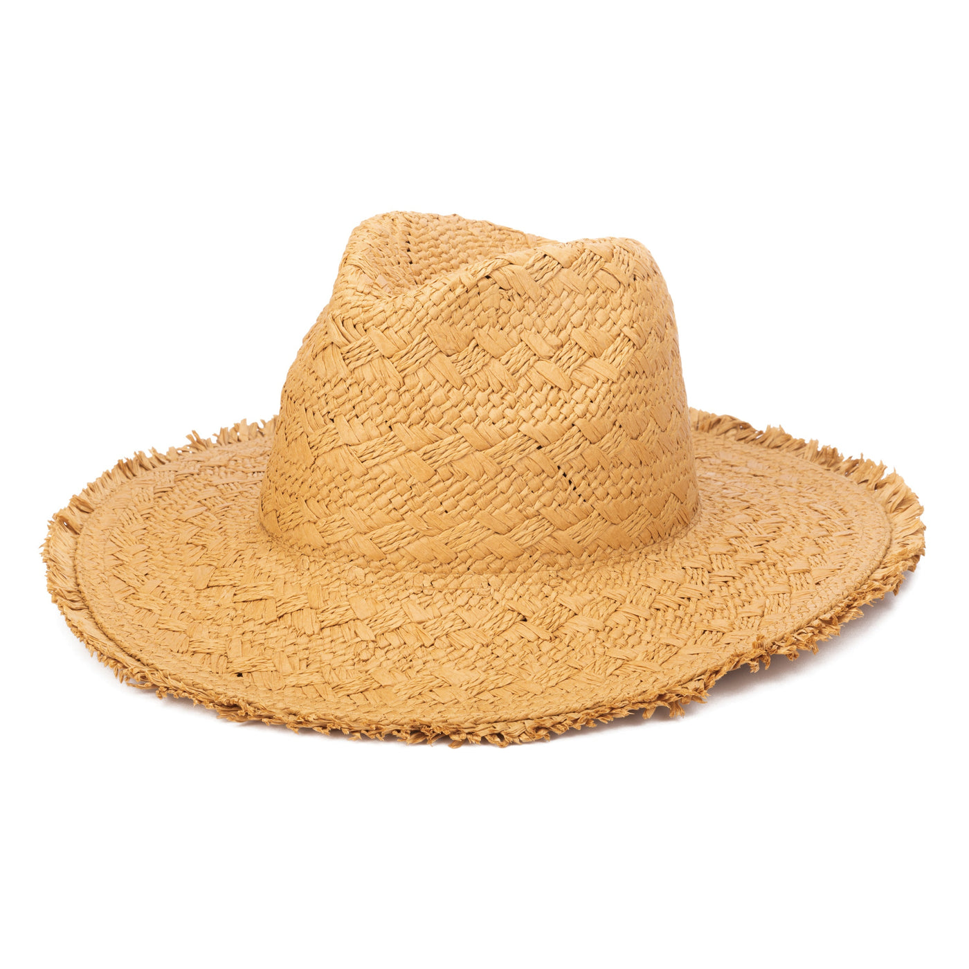 FEDORA - Women's Woven Pattern Fedora With Fray Edge