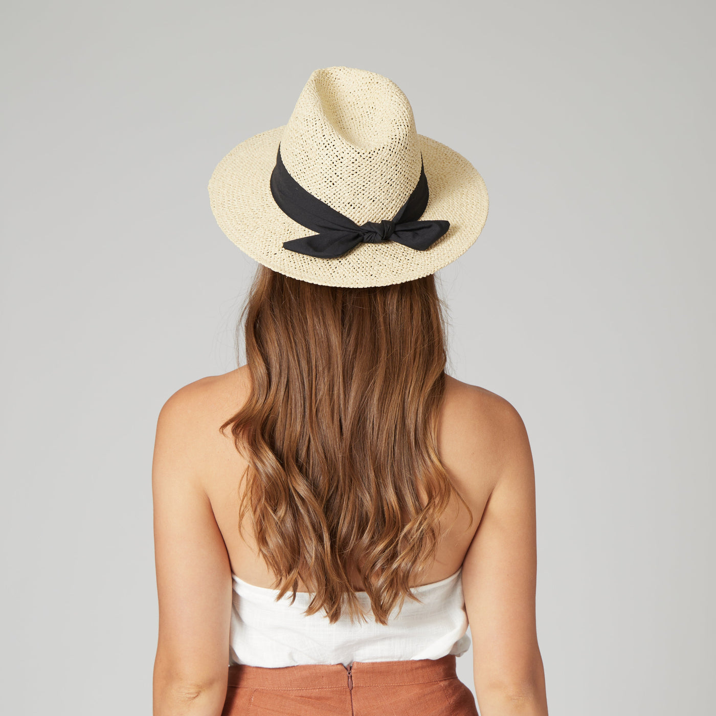 FEDORA - Women's Woven Paper Fedora With Back Knot Band