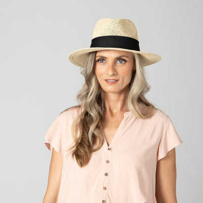 FEDORA - Women's Woven Paper Fedora With Back Knot Band