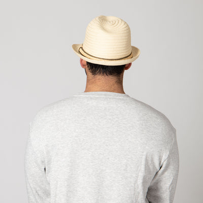 FEDORA - Men's Fedora With Layered Webbing & Raffia Trim