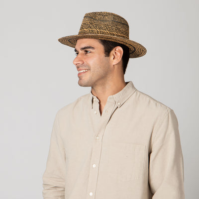 FEDORA - Men's Two Tone Woven Paper Panama