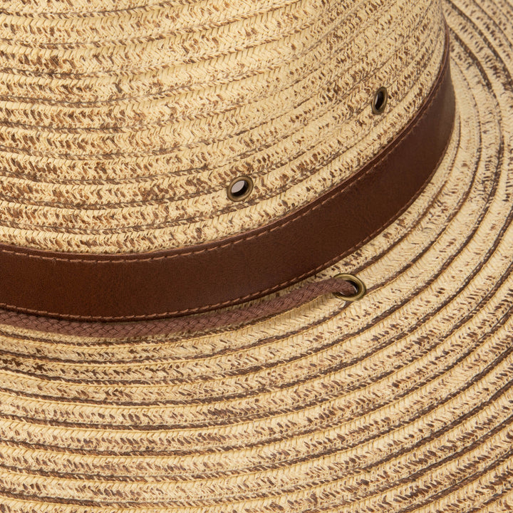 Mens Paperbraid Fedora with Leather Band and Matching Chin