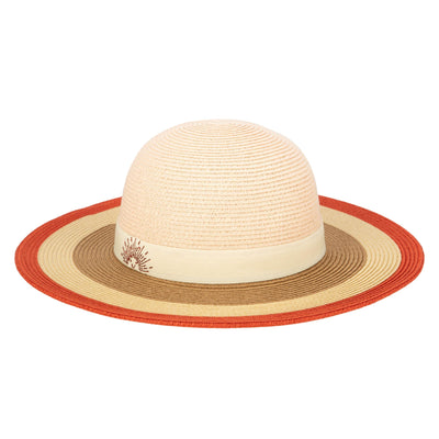 SUN BRIM - Kids Paperbraid Sun Hat With Retro Striped Brim