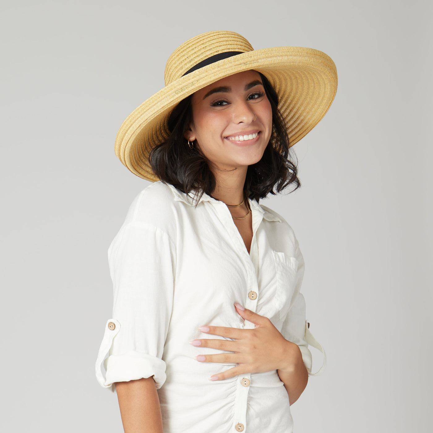 SUN BRIM - Women's Paperbraid Turn Up Sun Brim