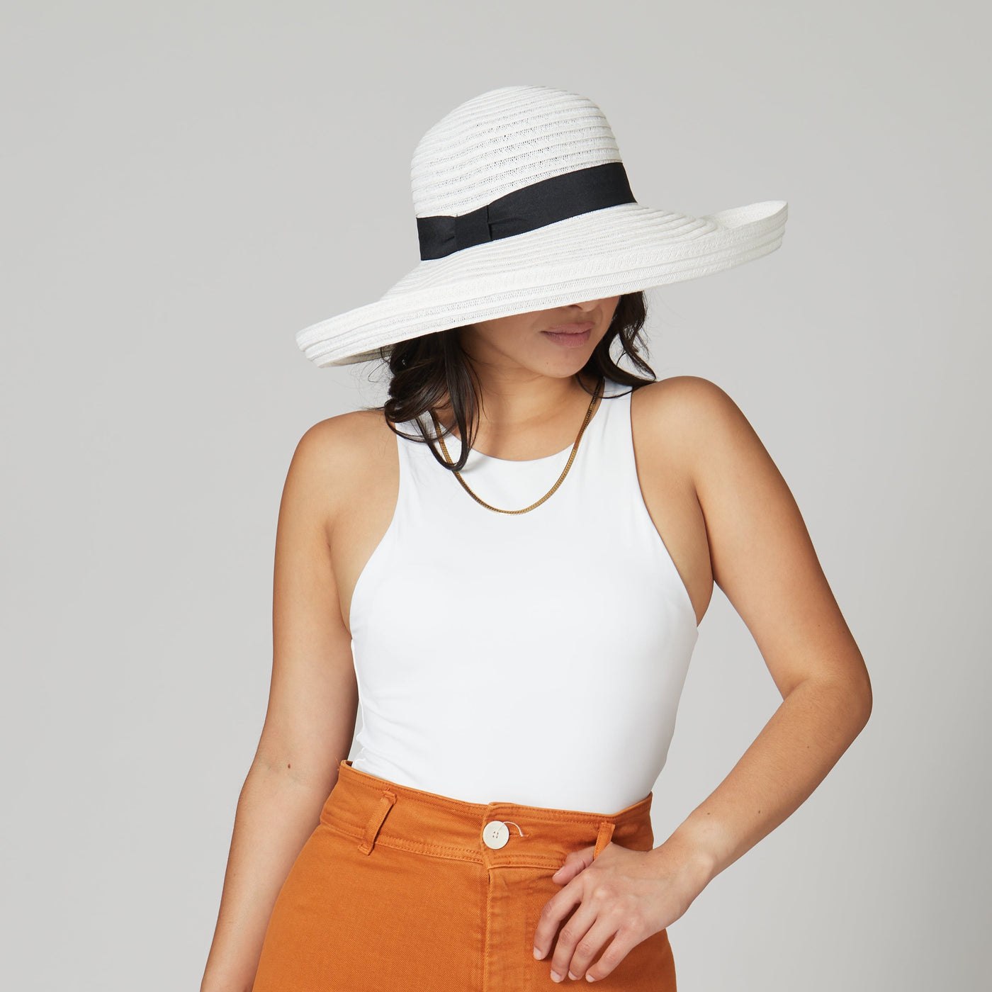 SUN BRIM - Women's Paperbraid Turn Up Sun Brim