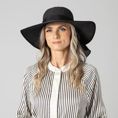 SUN BRIM - Women's Woven Paper Face Saver W/ Scarf Tie