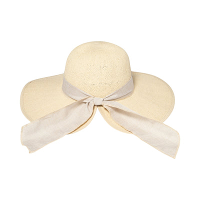 SUN BRIM - Women's Woven Paper Face Saver W/ Scarf Tie