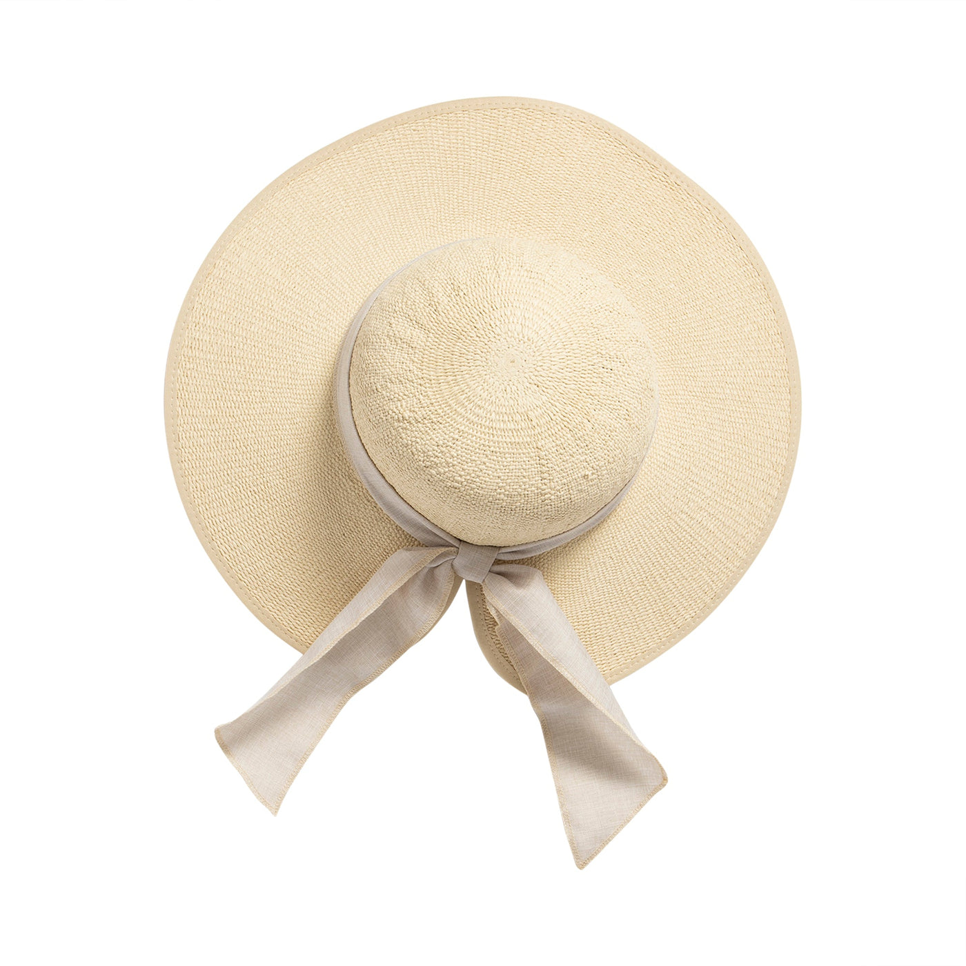 SUN BRIM - Women's Woven Paper Face Saver W/ Scarf Tie