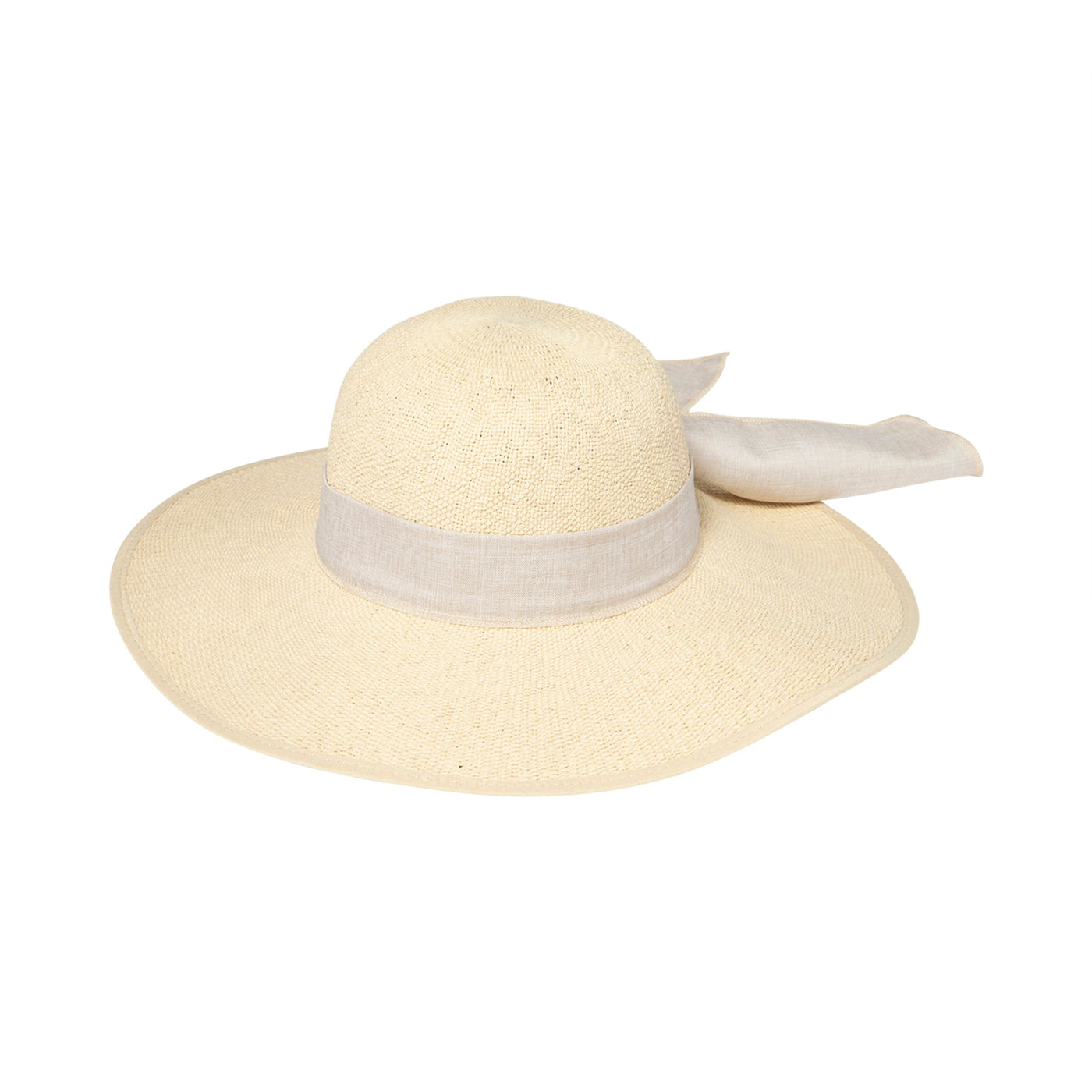 SUN BRIM - Women's Woven Paper Face Saver W/ Scarf Tie