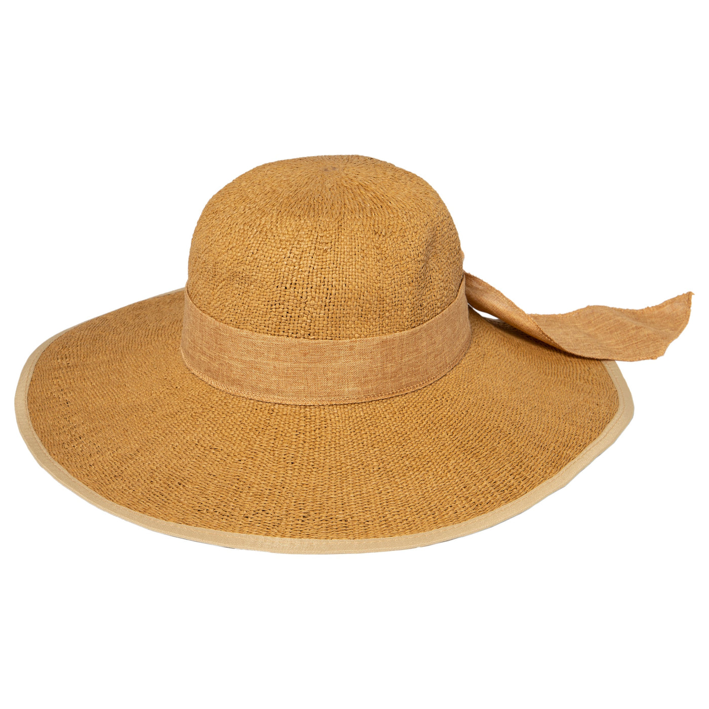 SUN BRIM - Women's Woven Paper Face Saver W/ Scarf Tie