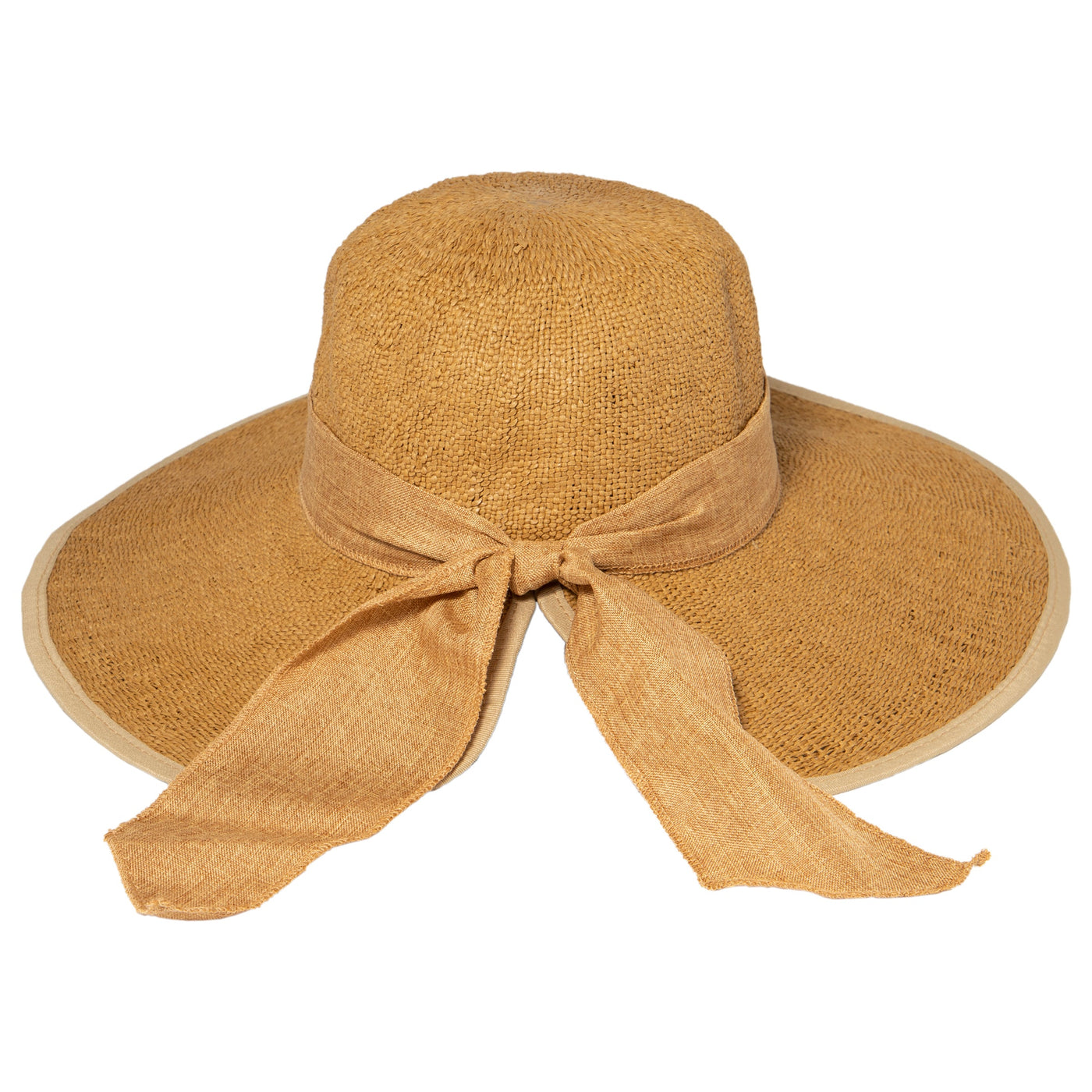 SUN BRIM - Women's Woven Paper Face Saver W/ Scarf Tie