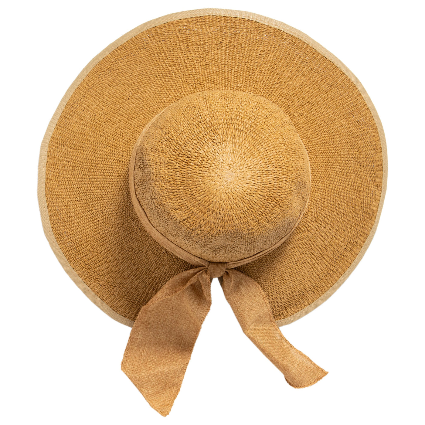 SUN BRIM - Women's Woven Paper Face Saver W/ Scarf Tie