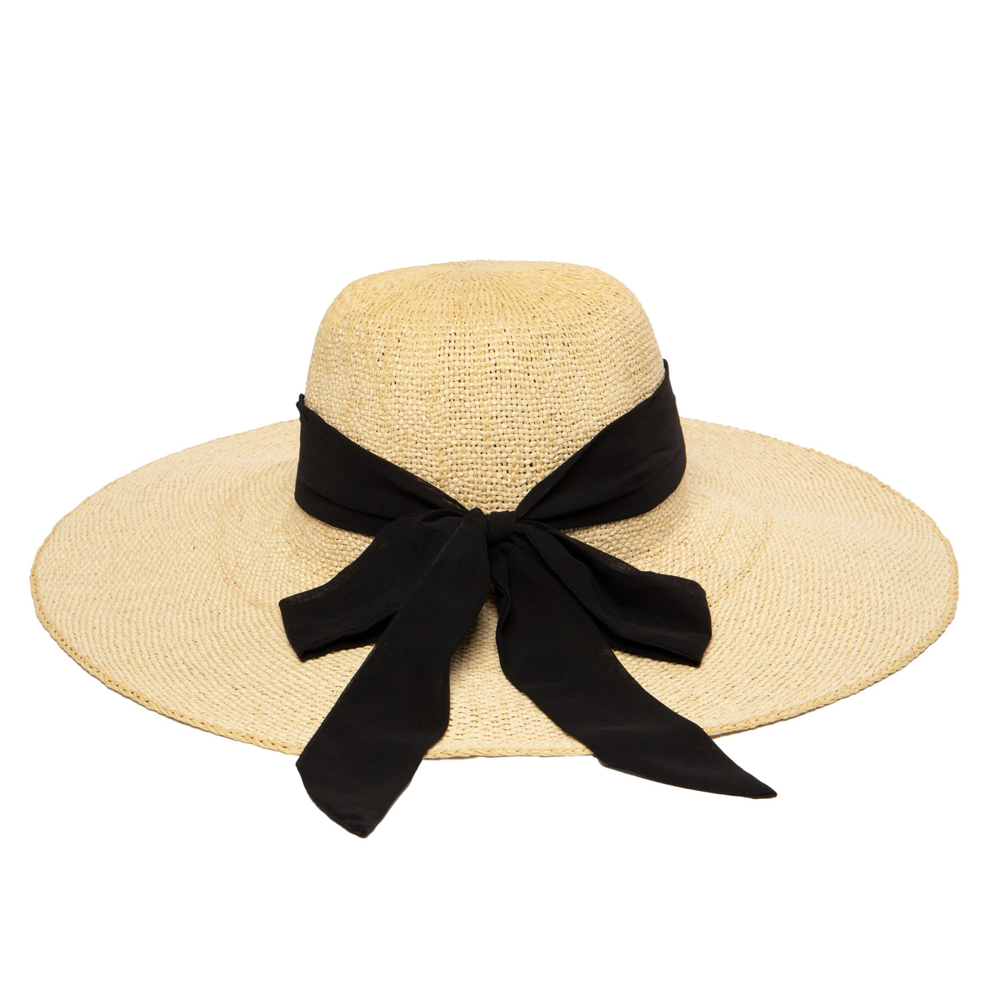 SUN BRIM - Women's Woven Paper Floppy W/ Scarf Bow Trim (PBL3096)