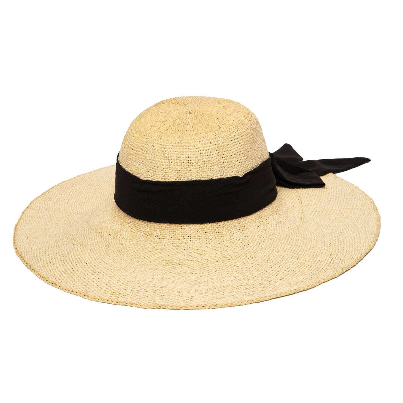 SUN BRIM - Women's Woven Paper Floppy W/ Scarf Bow Trim (PBL3096)