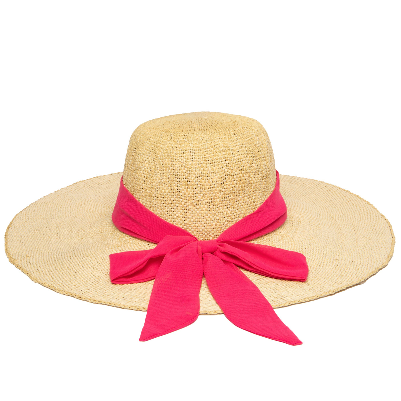 SUN BRIM - Women's Woven Paper Floppy W/ Scarf Bow Trim (PBL3096)