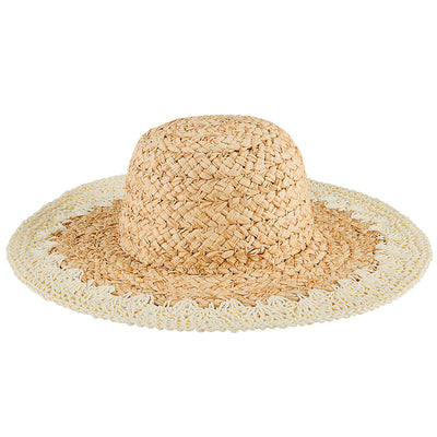 SUN BRIM - Women's Paper Straw Hat With Crochet Brim (PBL3203)