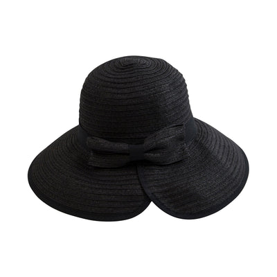 Women's Contrasting Edged Sun Brim Hat With Back Bow