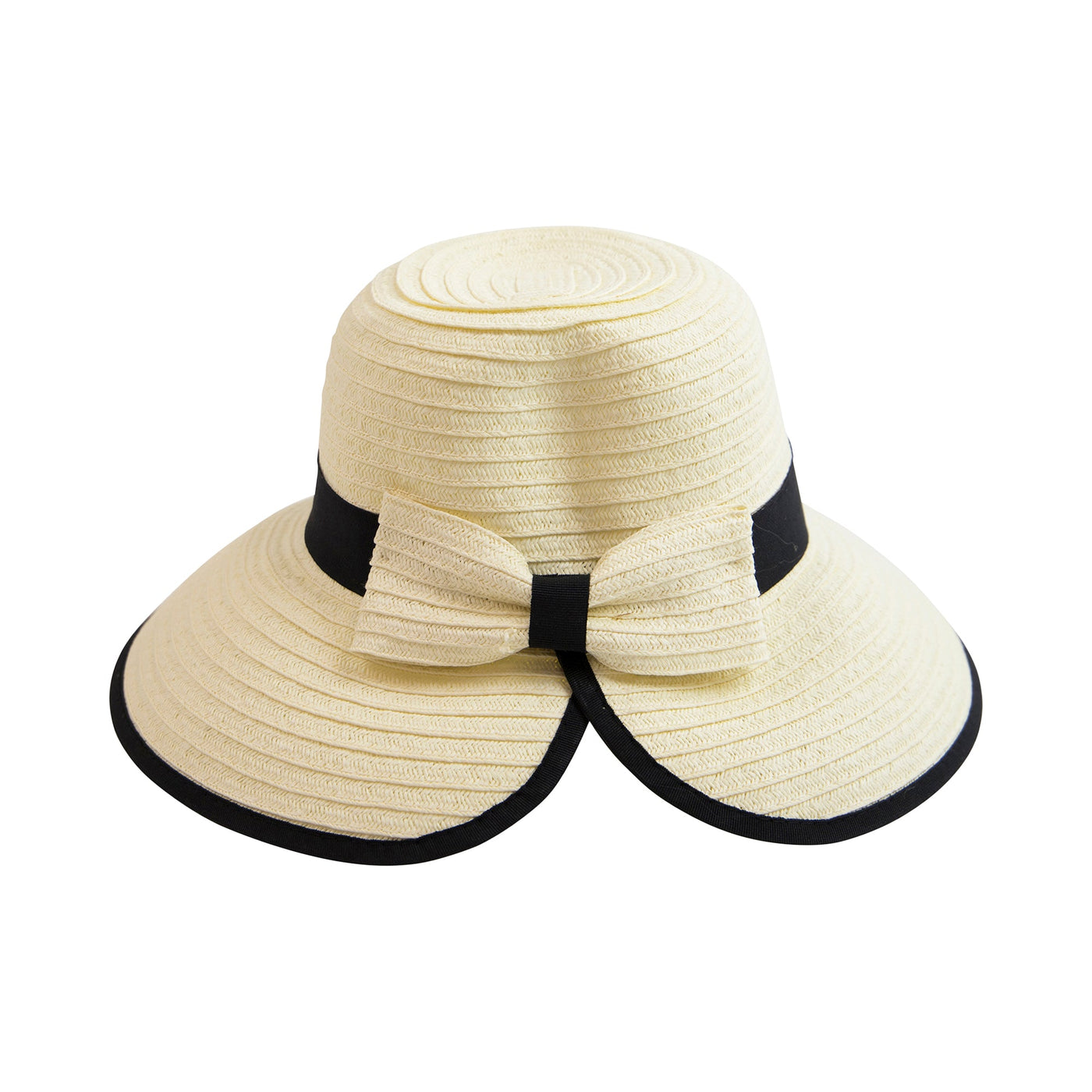 Women's Contrasting Edged Sun Brim Hat With Back Bow