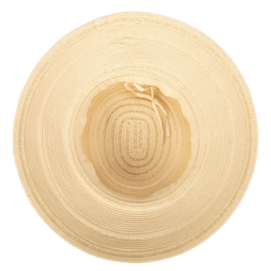 Men's Paper Braid Leatherette Buckle Trim Large Brim Fedora