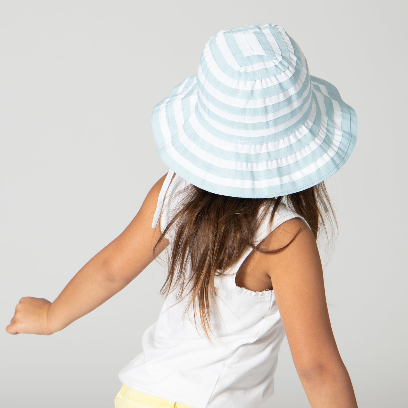 RIBBON - Kids Striped Ribbon Bucket Hat With Chin Strap