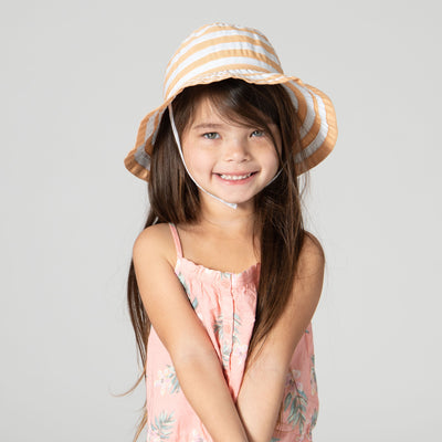 RIBBON - Kids Striped Ribbon Bucket Hat With Chin Strap