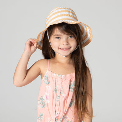 RIBBON - Kids Striped Ribbon Bucket Hat With Chin Strap