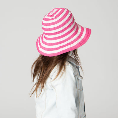 RIBBON - Kids Striped Ribbon Bucket Hat With Chin Strap