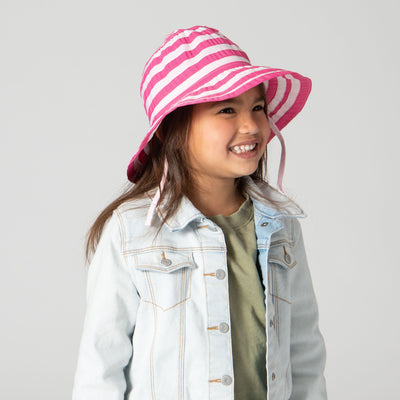 RIBBON - Kids Striped Ribbon Bucket Hat With Chin Strap